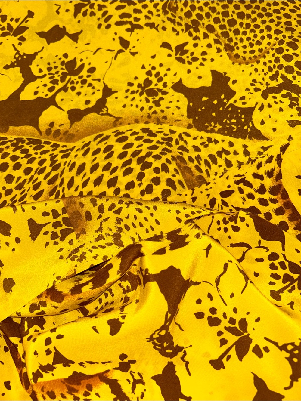 Yellow and Brown Animal Print Fabric.